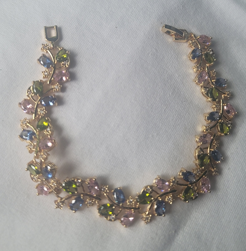 Gold Bracelet with Multicolor Gemstones
